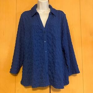 Ninety Royal Blue Textured Button-Down Shirt